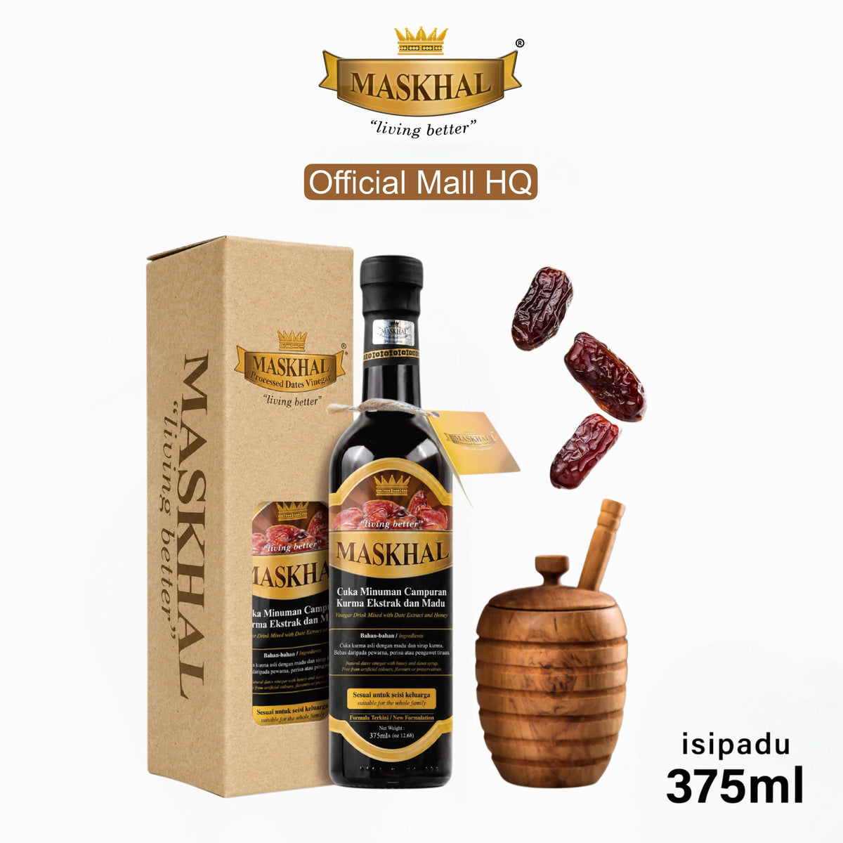 MASKHAL Cuka Kurma 375 ml — gambar 1