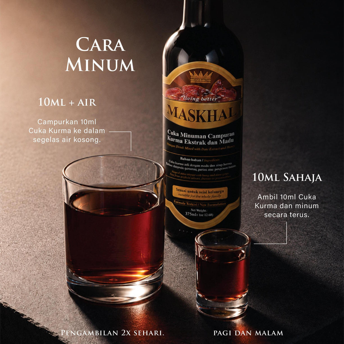 MASKHAL Cuka Kurma 375 ml — gambar 3